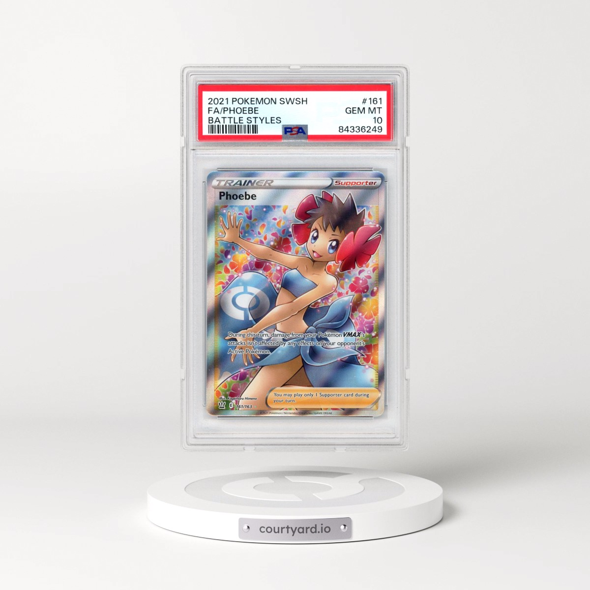 2021 Pokémon Sword & Shield Battle Styles #161 Phoebe - Full Art (PSA 10 GEM MINT)