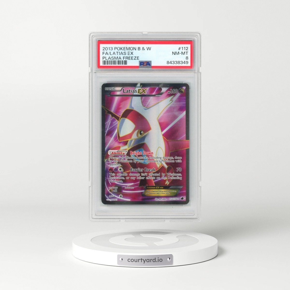 2013 Pokémon Black & White Plasma Freeze #112 Latias EX - Holo Full Art (PSA 8 NM-MT)