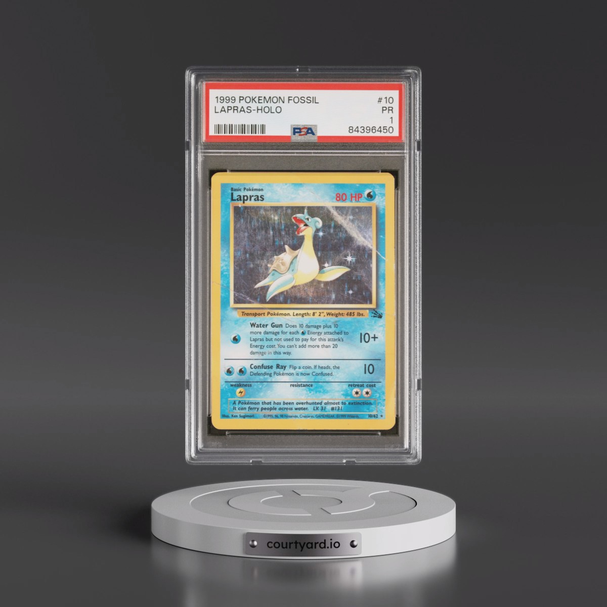 1999 Pokémon Fossil #10 Lapras - Holo (PSA 1 PR)