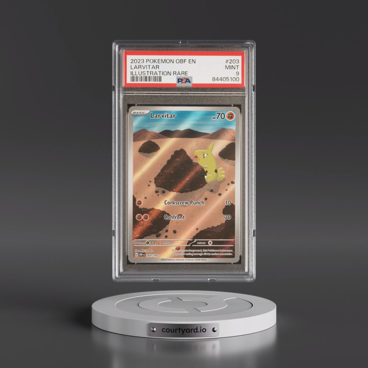 2023 Pokémon Obf EN-Obsidian Flames #203 Larvitar - Illustration Rare (PSA 9 MINT)