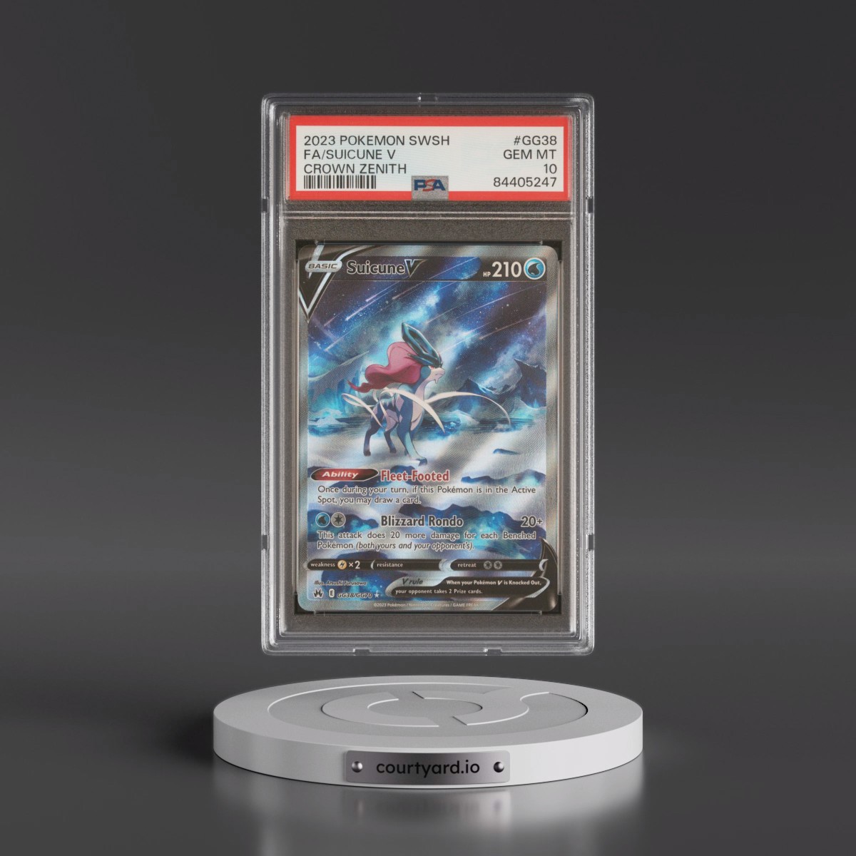 2023 Pokémon Sword and Shield Crown Zenith #GG38 Suicune V - Holo Full Art (PSA 10 GEM MINT)