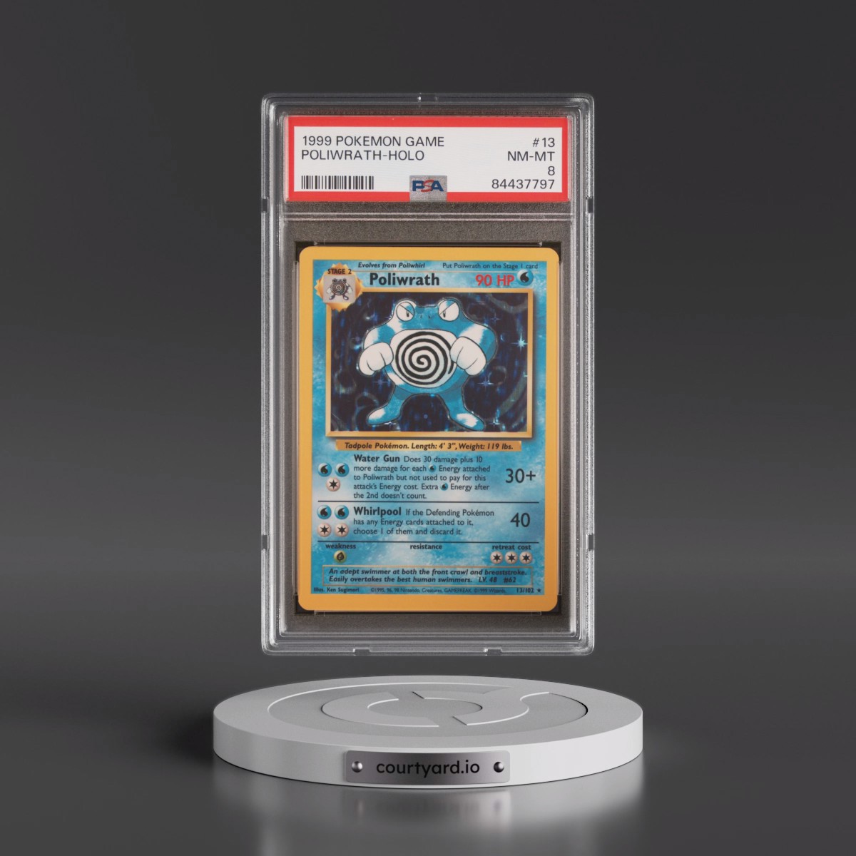 1999 Pokémon Game #13 Poliwrath - Holo (PSA 8 NM-MT)
