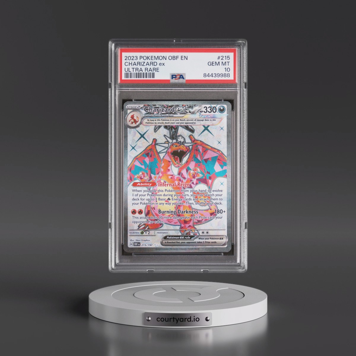 2023 Pokémon Obf EN-Obsidian Flames #215 Charizard EX - Holo Ultra Rare (PSA 10 GEM MINT)