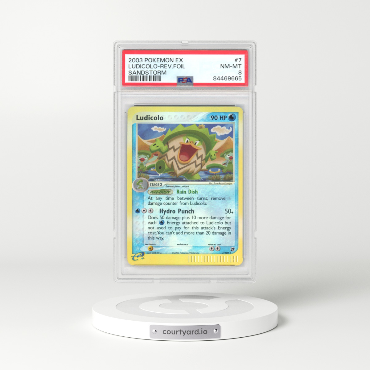 2003 Pokémon EX Sandstorm #7 Ludicolo - Reverse Foil (PSA 8 NM-MT)