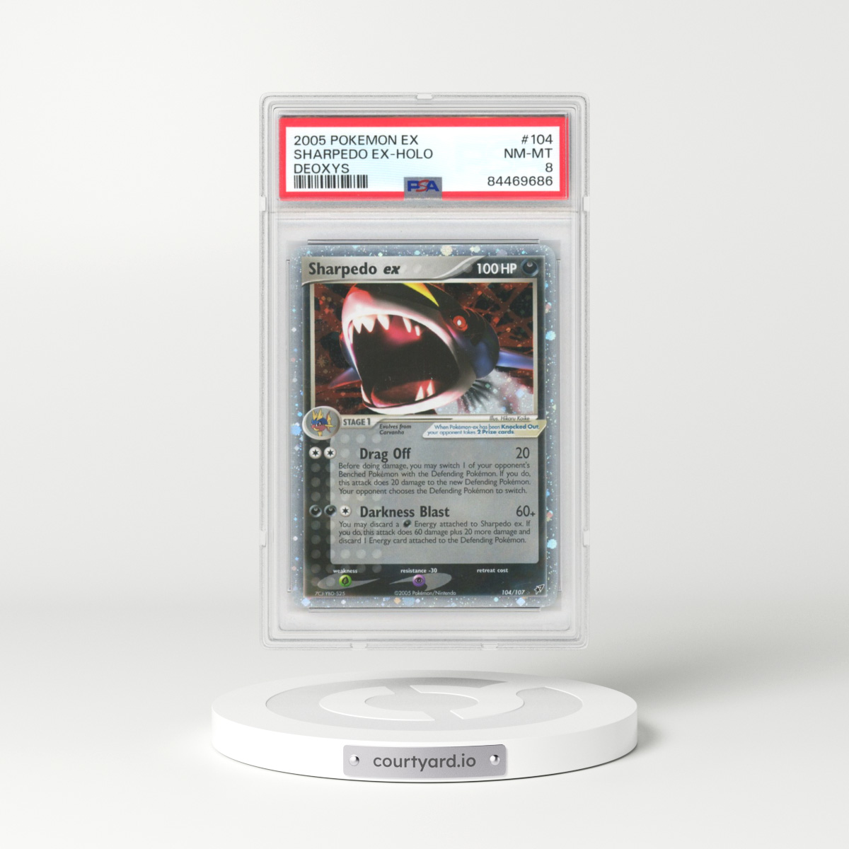 2005 Pokémon EX Deoxys #104 Sharpedo EX - Holo (PSA 8 NM-MT)