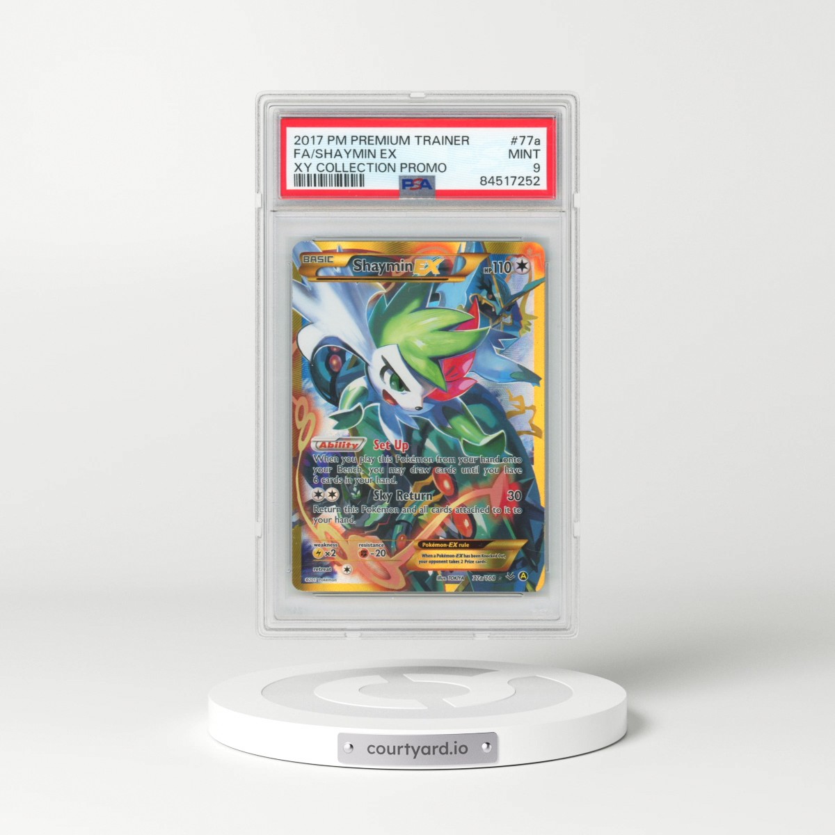 2017 Pokémon Premium Trainer XY Collection Promo #77a Shaymin EX - Holo Full Art (PSA 9 MINT)
