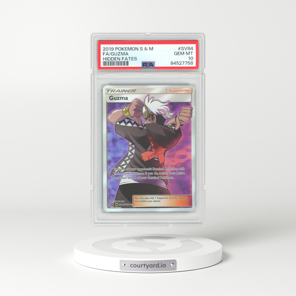 2019 Hidden Fates #SV84 Guzma - Full Art Holo (PSA 10 GEM MINT)