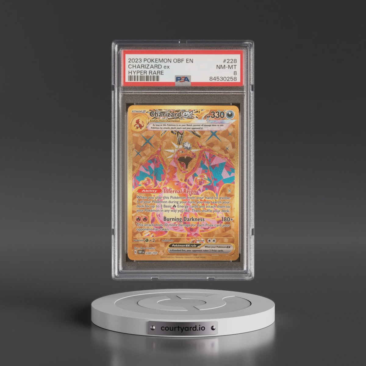 2023 Pokémon Obf EN-Obsidian Flames #228 Charizard EX - Holo Hyper Rare (PSA 8 NM-MT)