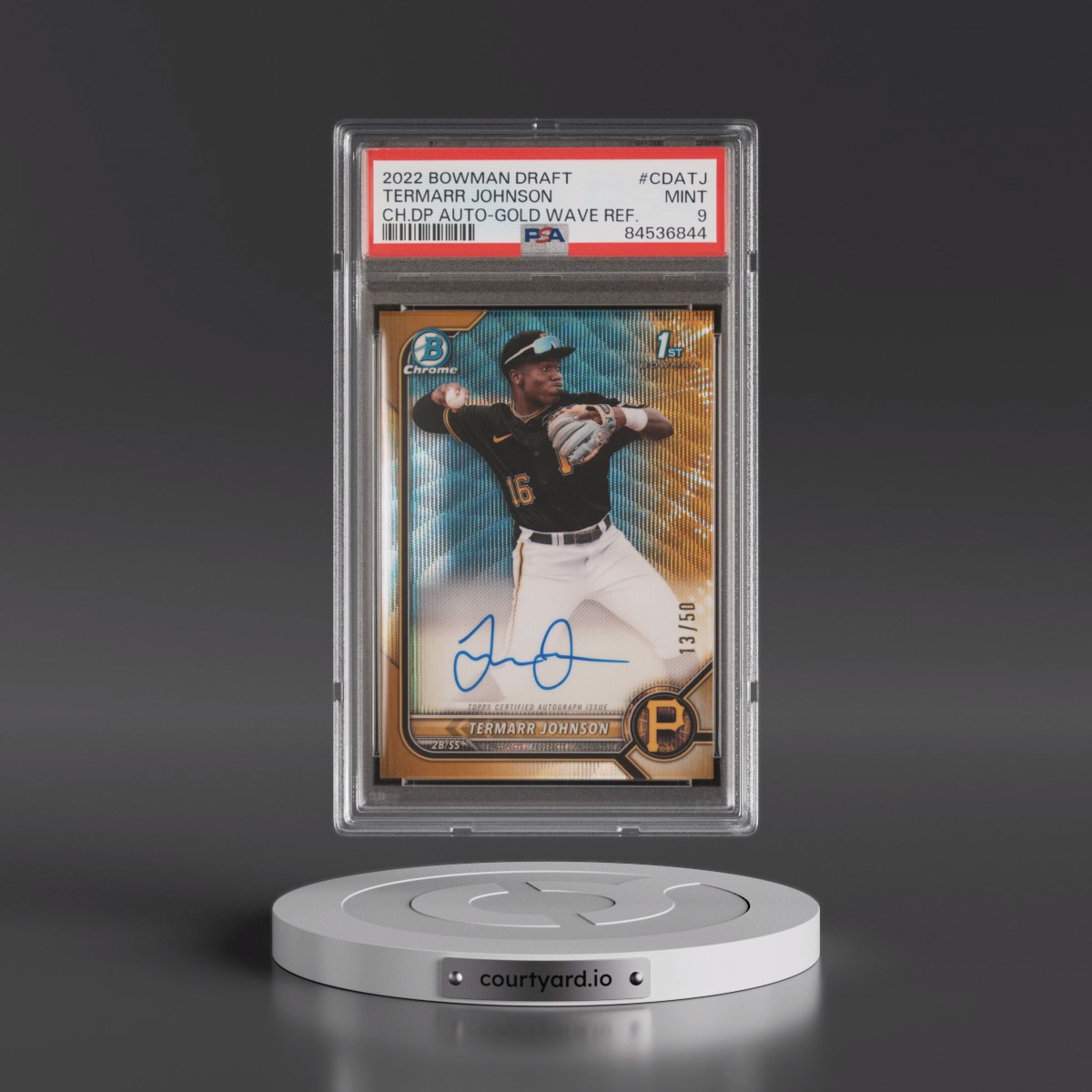 2022 Bowman Draft Chrome Draft Pick Autographs #CDATJ Termarr Johnson - Gold Wave Refractor (PSA 9 MINT)