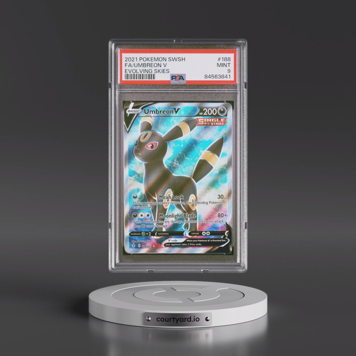 2021 Pokémon Sword & Shield Evolving Skies #188 Umbreon V - Holo Full Art (PSA 9 MINT)