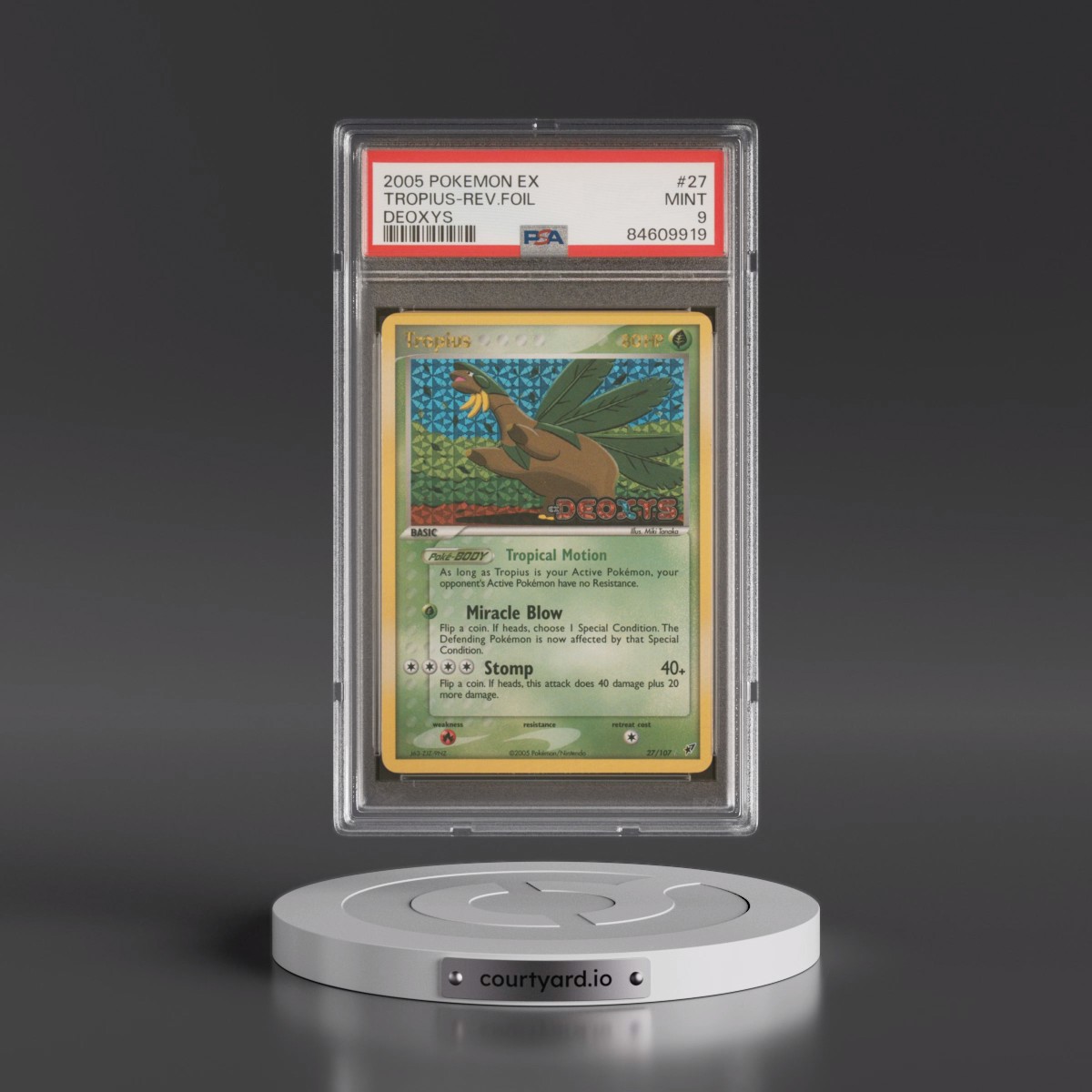 2005 Pokémon EX Deoxys #27 Tropius - Reverse Foil (PSA 9 MINT)