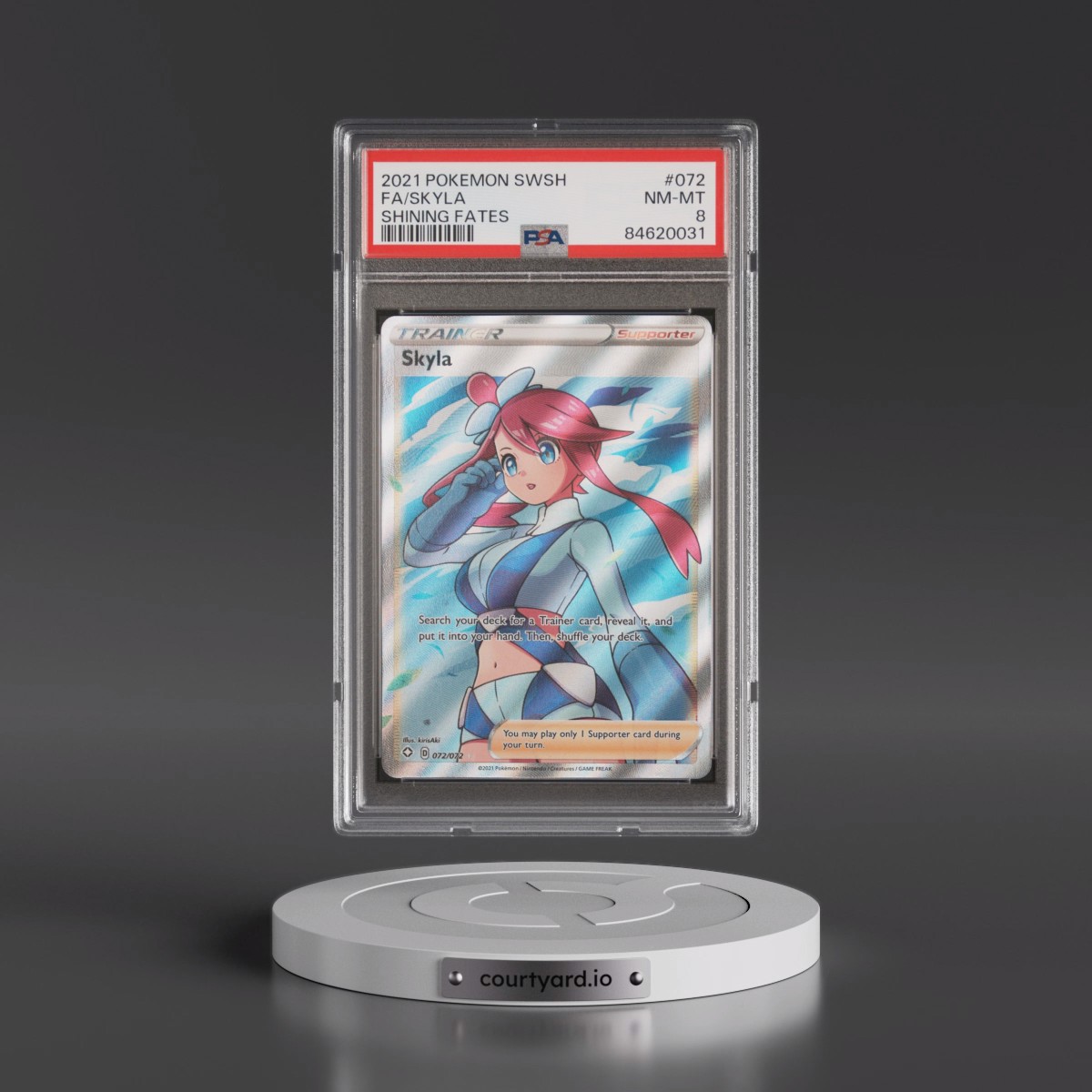 2021 Pokémon Sword & Shield Shining Fates #072 Skyla - Full Art (PSA 8 NM-MT)