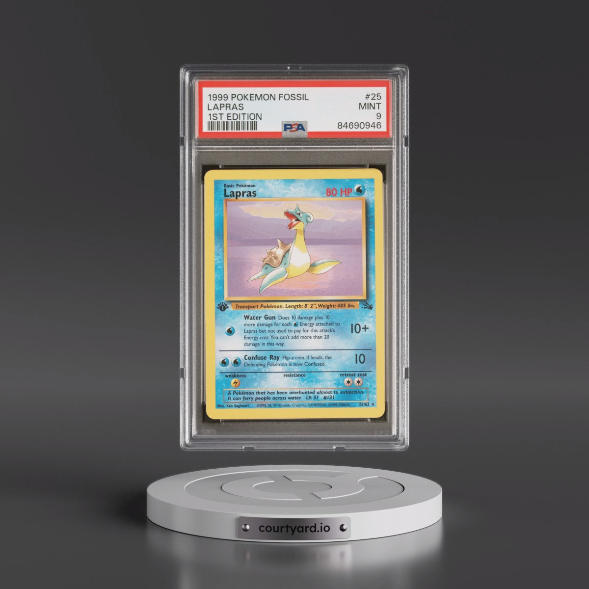 1999 Pokémon Fossil #25 Lapras - 1st Edition (PSA 9 MINT)