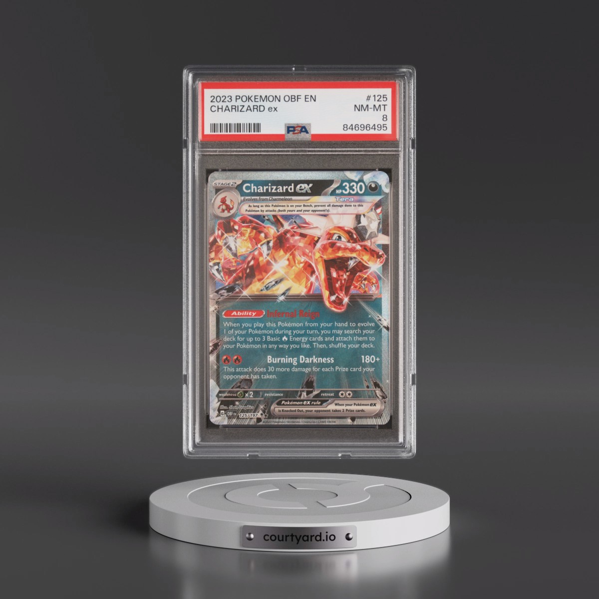 2023 Pokémon Obf EN-Obsidian Flames #125 Charizard EX - Holo (PSA 8 NM-MT)