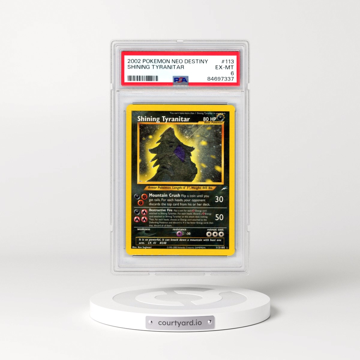 2002 Pokémon Neo Destiny #113 Shining Tyranitar - Holo (PSA 6 EX-MT)