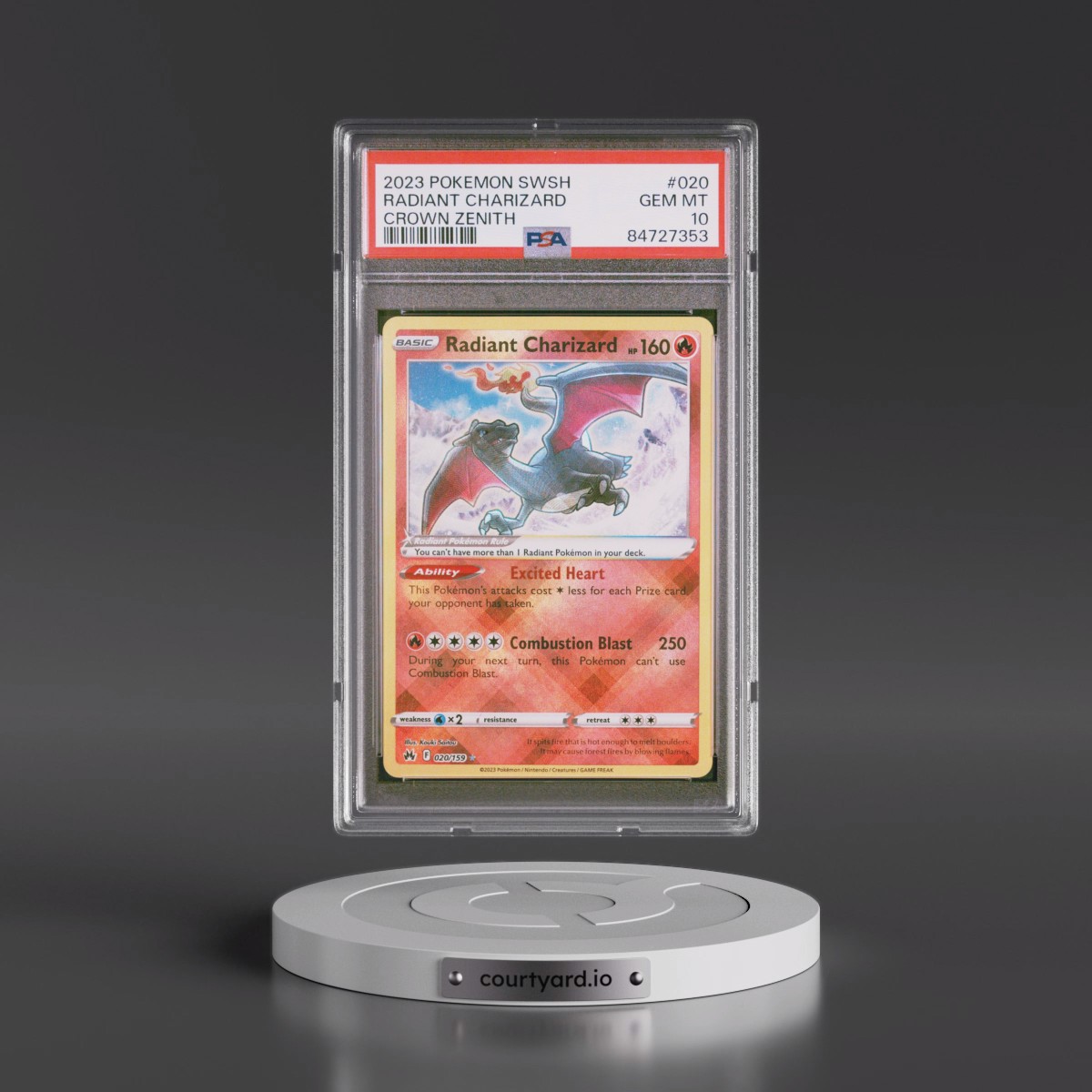 2023 Pokémon Sword and Shield Crown Zenith #020 Radiant Charizard - Holo (PSA 10 GEM MINT)