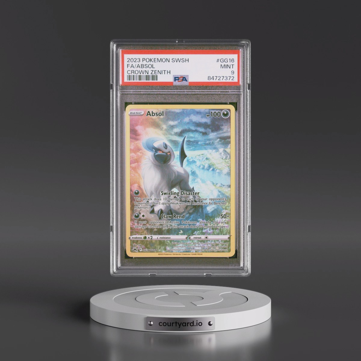2023 Pokémon Sword and Shield Crown Zenith #GG16 Absol - Full Art (PSA 9 MINT)