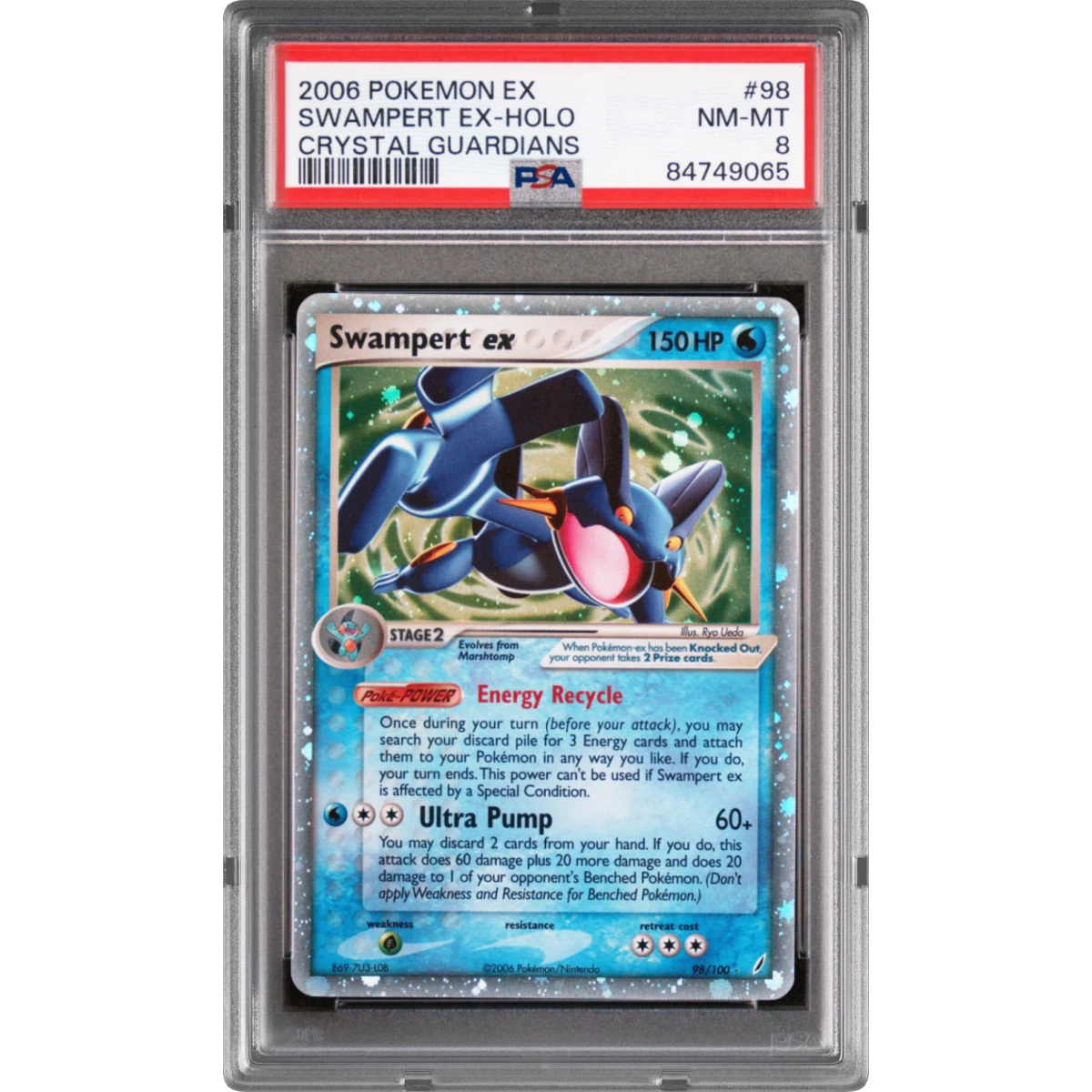 2006 Pokémon EX Crystal Guardians #98 Swampert EX - Holo Holo (PSA 8 NM-MT)