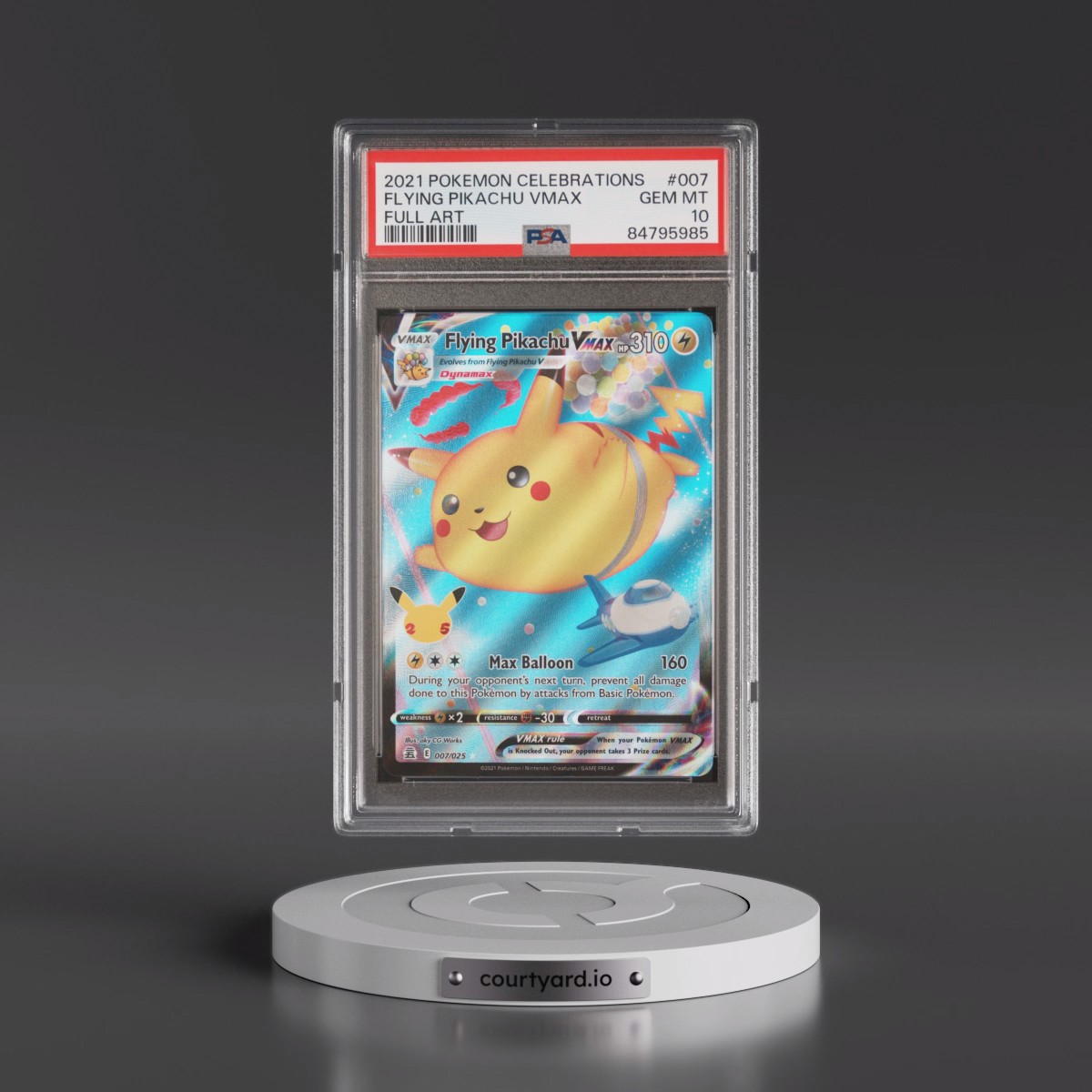 2021 Pokémon Celebrations #007 Flying Pikachu Vmax - Full Art (PSA 10 GEM MINT)