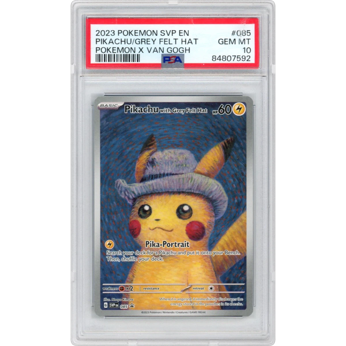 2023 Pokémon Svp EN-SV Black Star Promo #085 Pikachu With Grey Felt Hat - Pokemon X Van Gogh (PSA 10 GEM MINT)