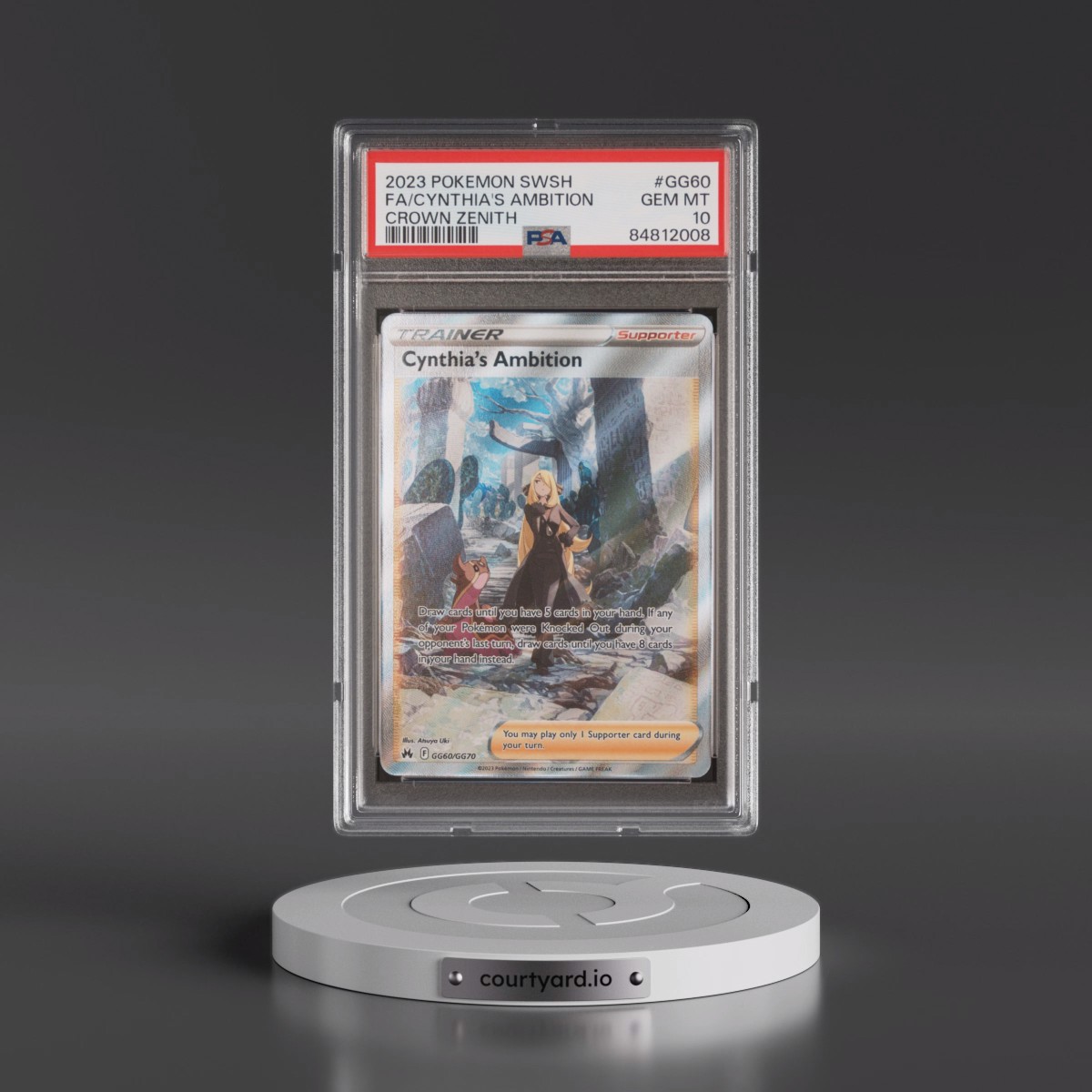 2023 Pokémon Sword and Shield Crown Zenith #GG60 Cynthia's Ambition - Full Art (PSA 10 GEM MINT)