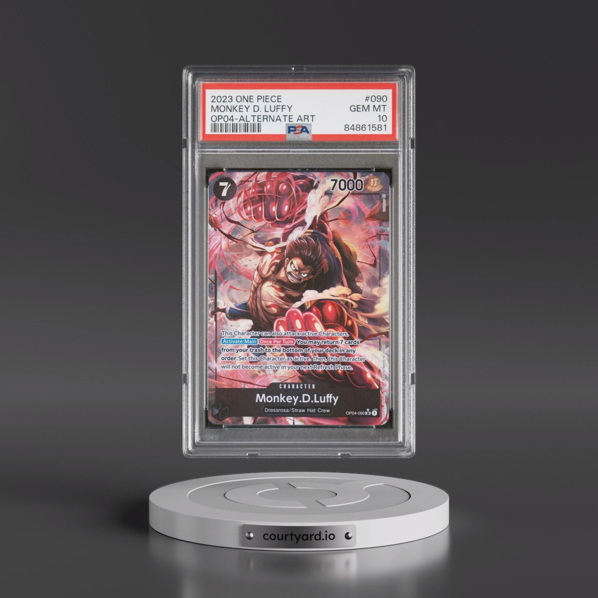 2023 One Piece OP04-Kingdoms of Intrigue #090 Monkey D. Luffy - Alternate Art (PSA 10 GEM MINT)