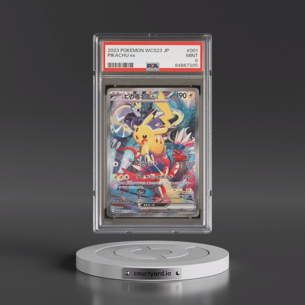 2023 Pokémon WCS23-World Championships Yokohama Deck: Pikachu #001 Pikachu EX - Holo (PSA 9 MINT)