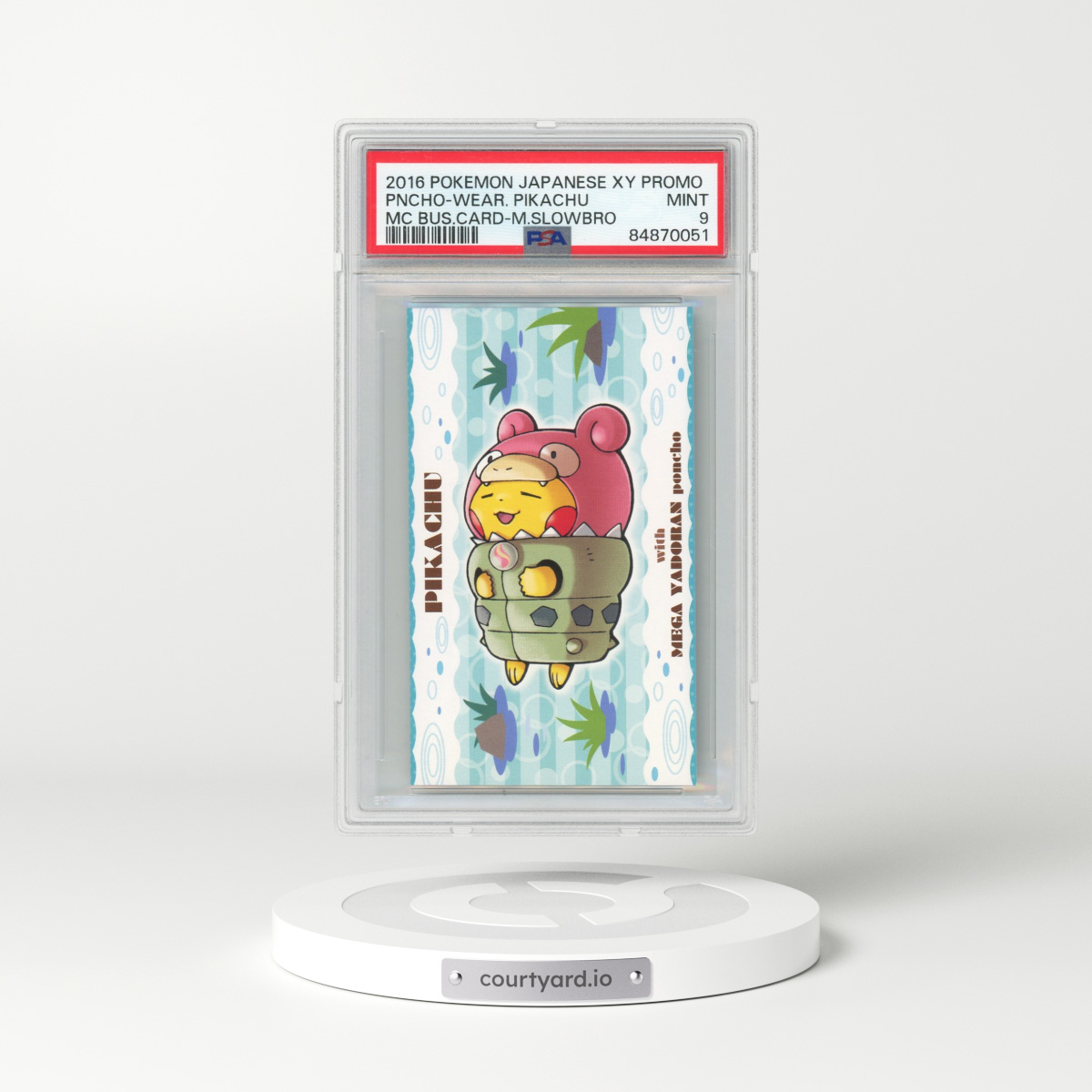 2016 Pokémon XY Promo Poncho-Wearing Pikachu - Mega Campaign Business Card-Slowbro (PSA 9 MINT)