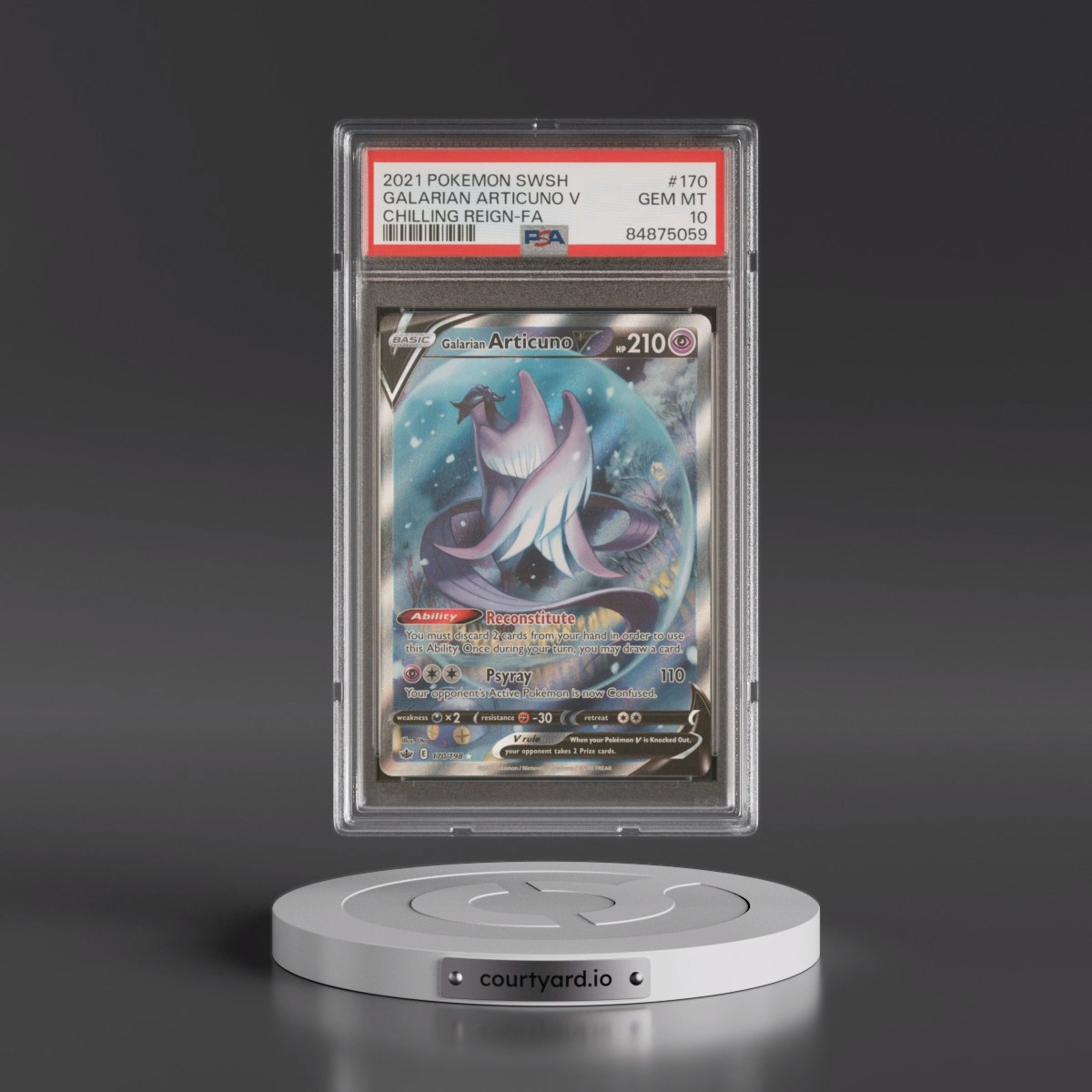 2021 Pokémon Sword & Shield Chilling Reign #170 Galarian Articuno V - Holo Full Art (PSA 10 GEM MINT)