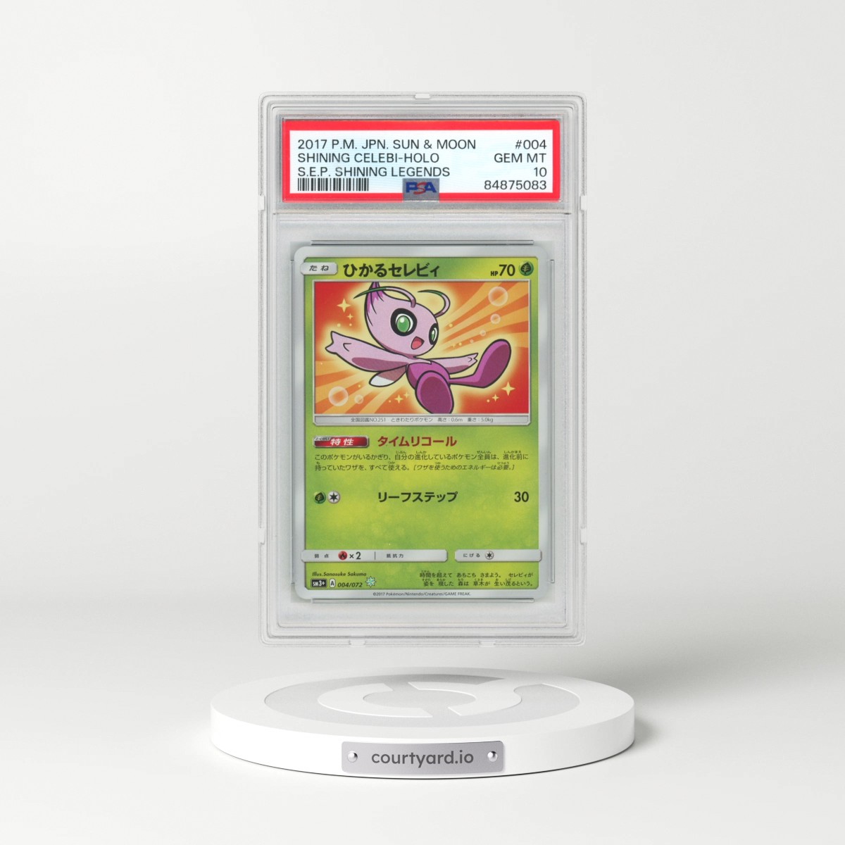 2017 Pokémon Sun & Moon Strength Expansion Pack Shining Legends #004 Shining Celebi - Holo Holo (PSA 10 GEM MINT)