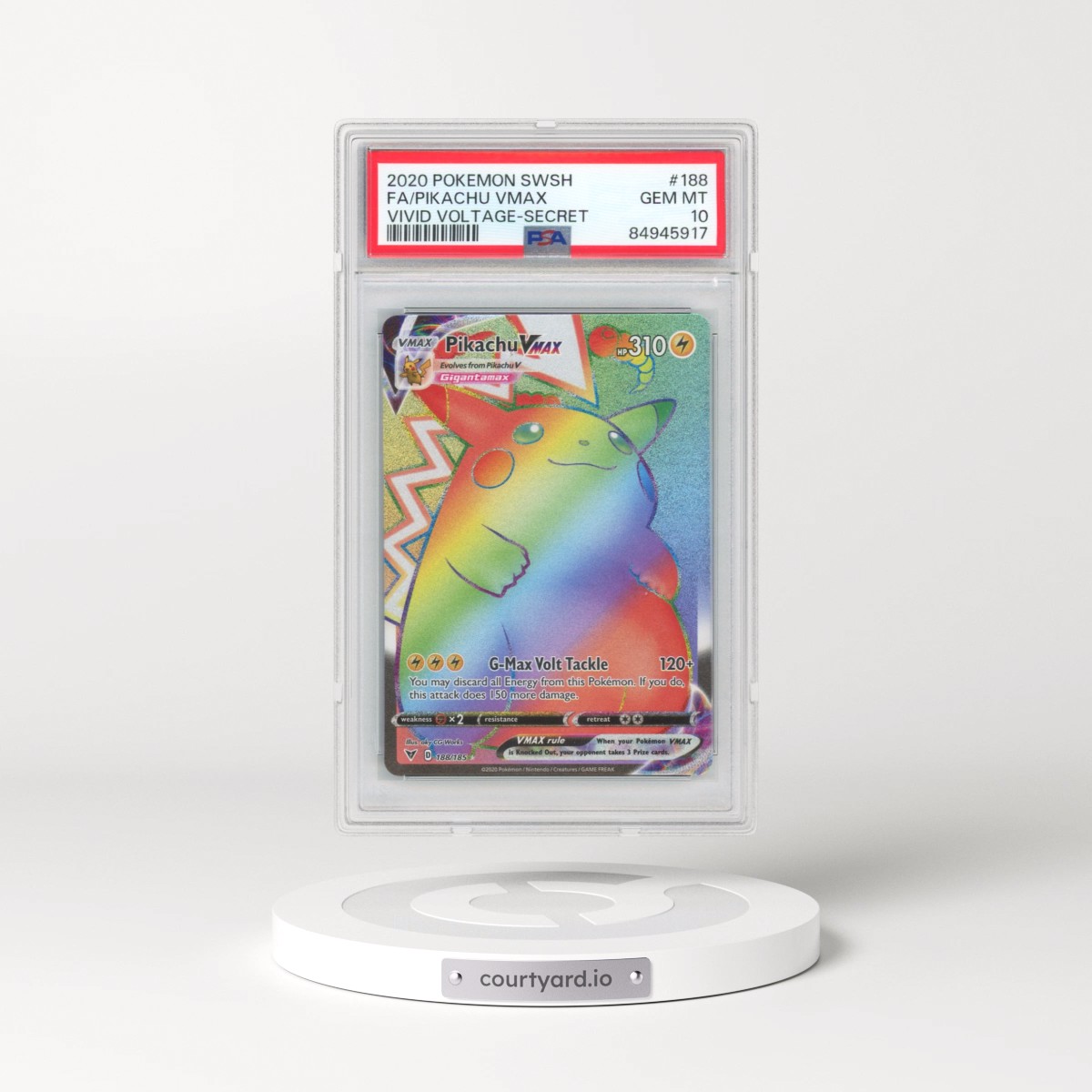 2020 Pokémon Sword & Shield Vivid Voltage #188 Pikachu Vmax - Full Art Secret (PSA 10 GEM MINT)