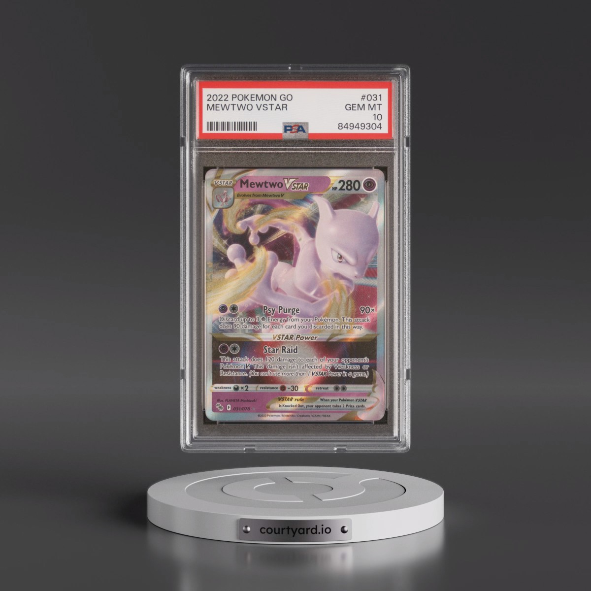 2022 Pokémon Go #031 Mewtwo Vstar (PSA 10 GEM MINT)