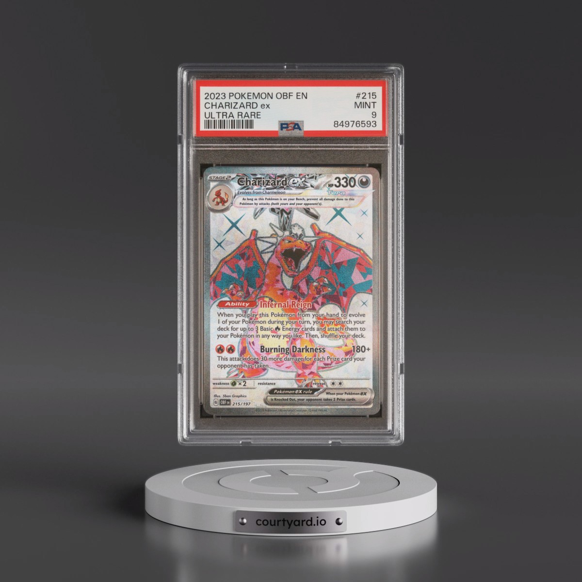 2023 Pokémon Obf EN-Obsidian Flames #215 Charizard EX - Holo Ultra Rare (PSA 9 MINT)