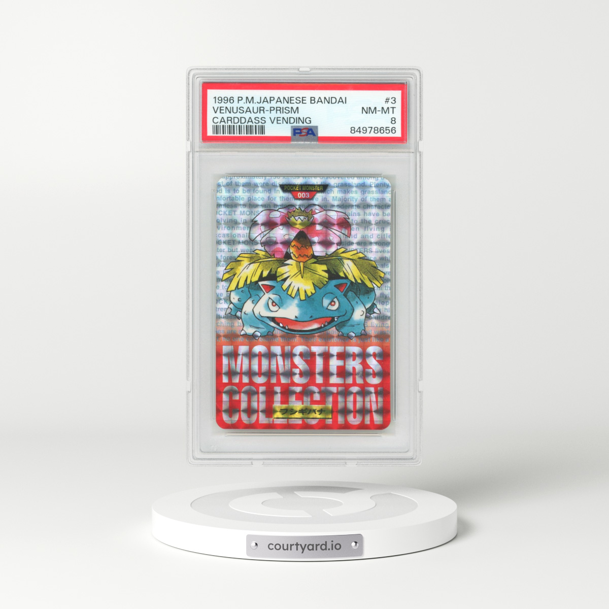 1996 Pokémon Bandai Carddass Vending #3 Venusaur-Prism (PSA 8 NM-MT)