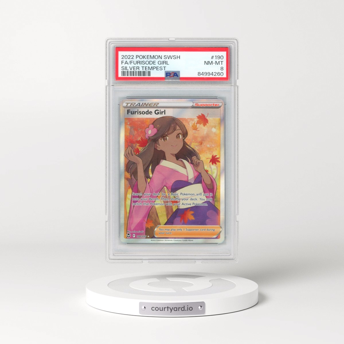 2022 Pokémon Sword & Shield Silver Tempest #190 Furisode Girl - Full Art (PSA 8 NM-MT)