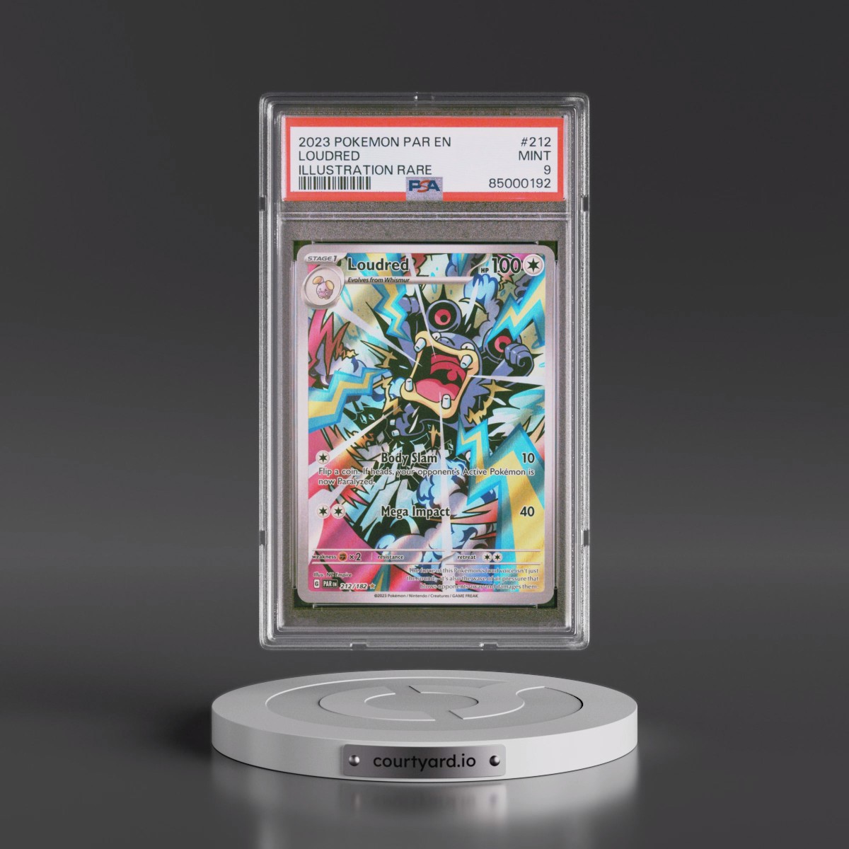 2023 Pokémon Par EN-Paradox Rift #212 Loudred - Illustration Rare (PSA 9 MINT)