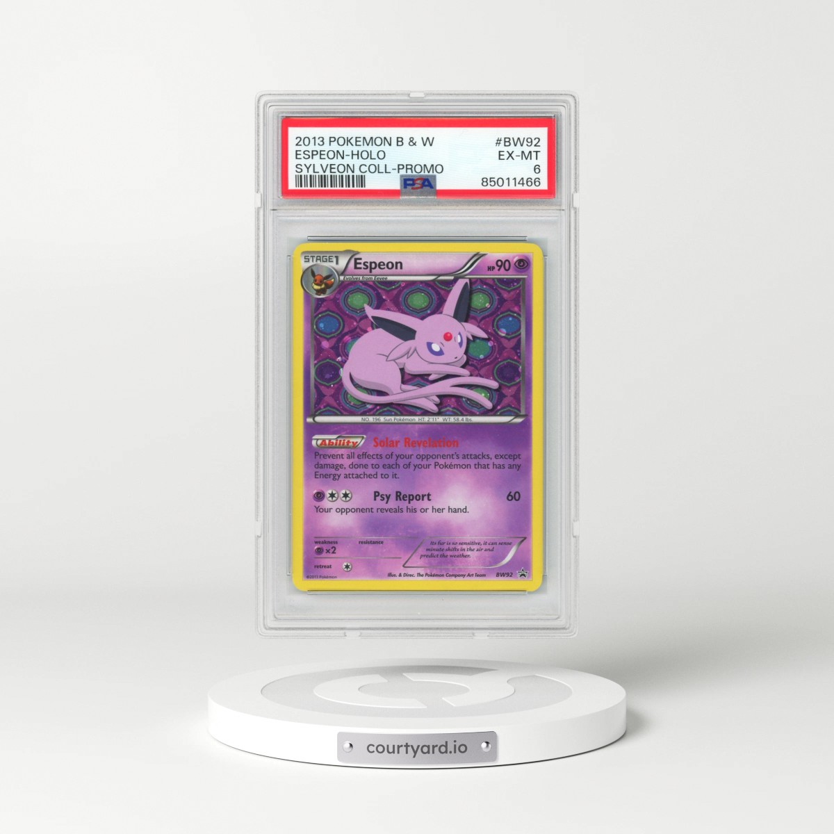 2013 Pokémon Black & White Promo #BW92 Espeon - Holo Sylveon Collection (PSA 6 EX-MT)