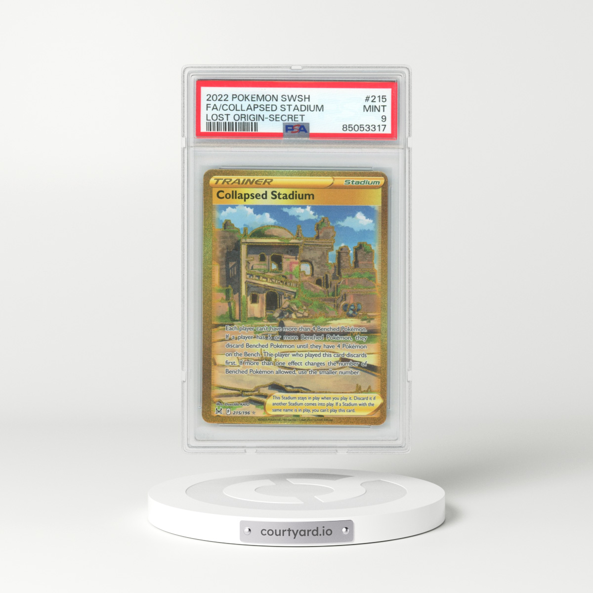 2022 Pokémon Sword & Shield Lost Origin #215 Collapsed Stadium - Full Art Secret (PSA 9 MINT)