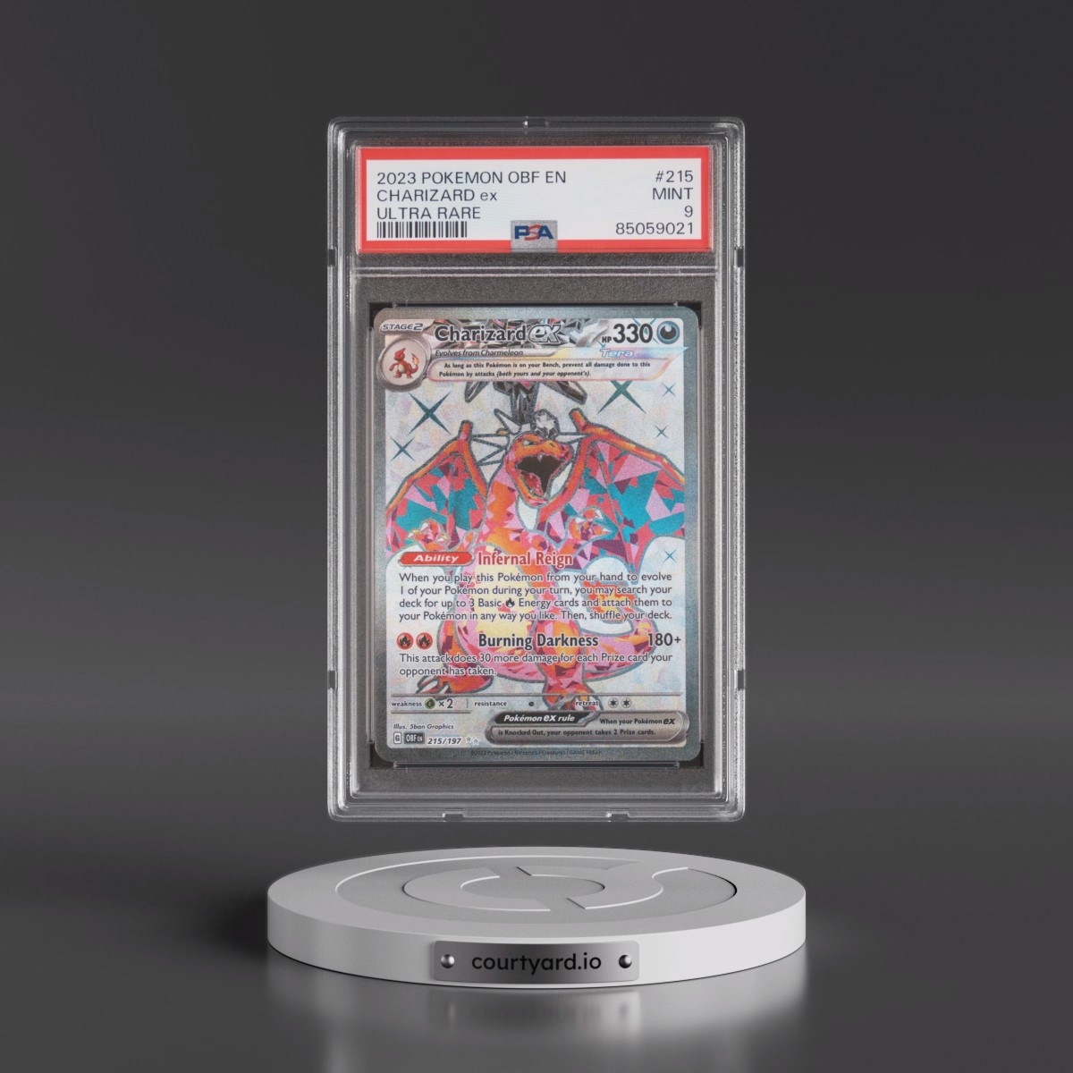 2023 Pokémon Obf EN-Obsidian Flames #215 Charizard EX - Holo Ultra Rare (PSA 9 MINT)