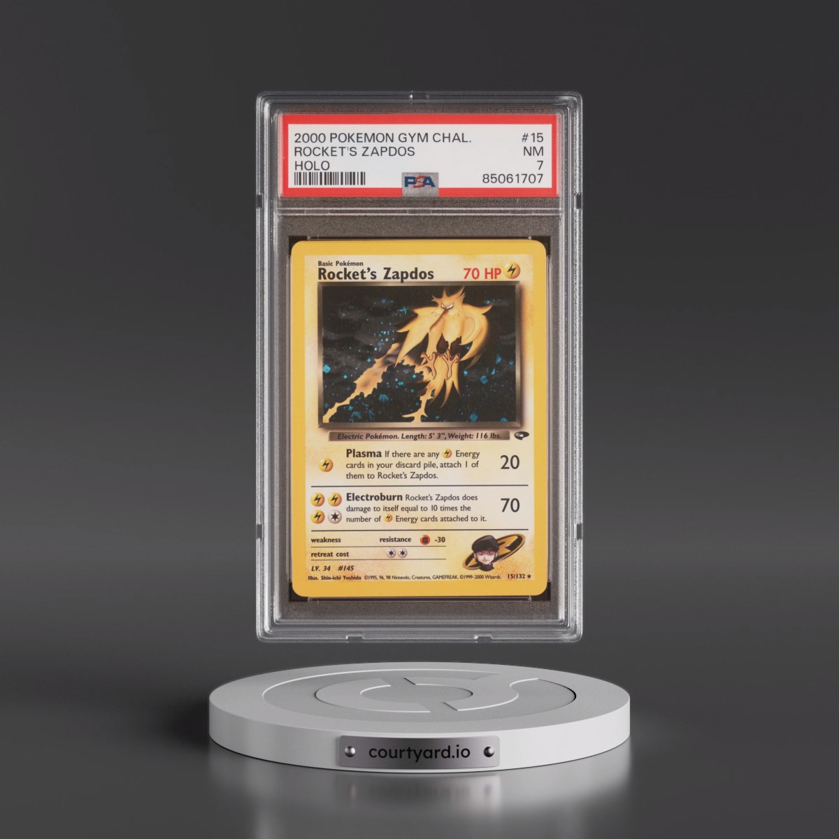 2000 Pokémon Gym Challenge #15 Rocket's Zapdos - Holo (PSA 7 NM)