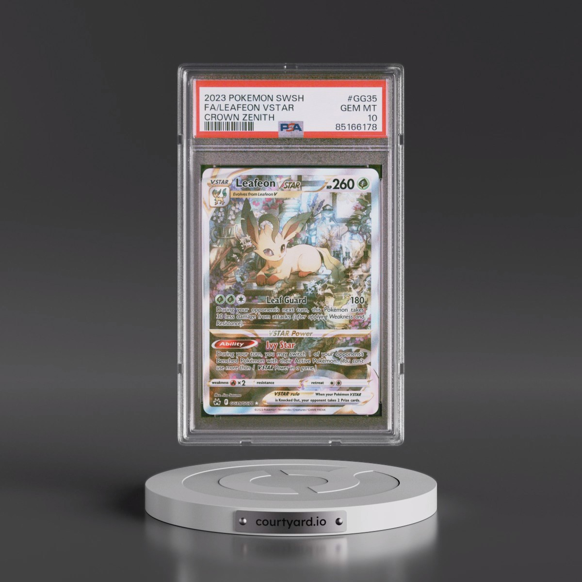2023 Pokémon Sword and Shield Crown Zenith #GG35 Leafeon Vstar - Full Art (PSA 10 GEM MINT)