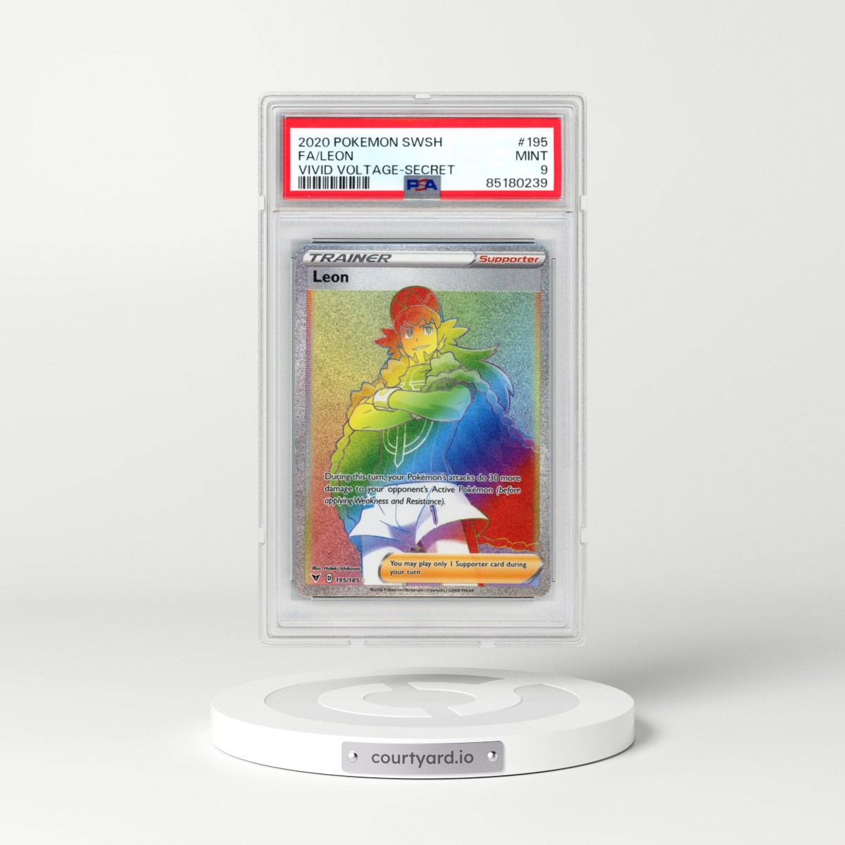 2020 Pokémon Sword & Shield Vivid Voltage #195 Leon - Full Art Secret (PSA 9 MINT)
