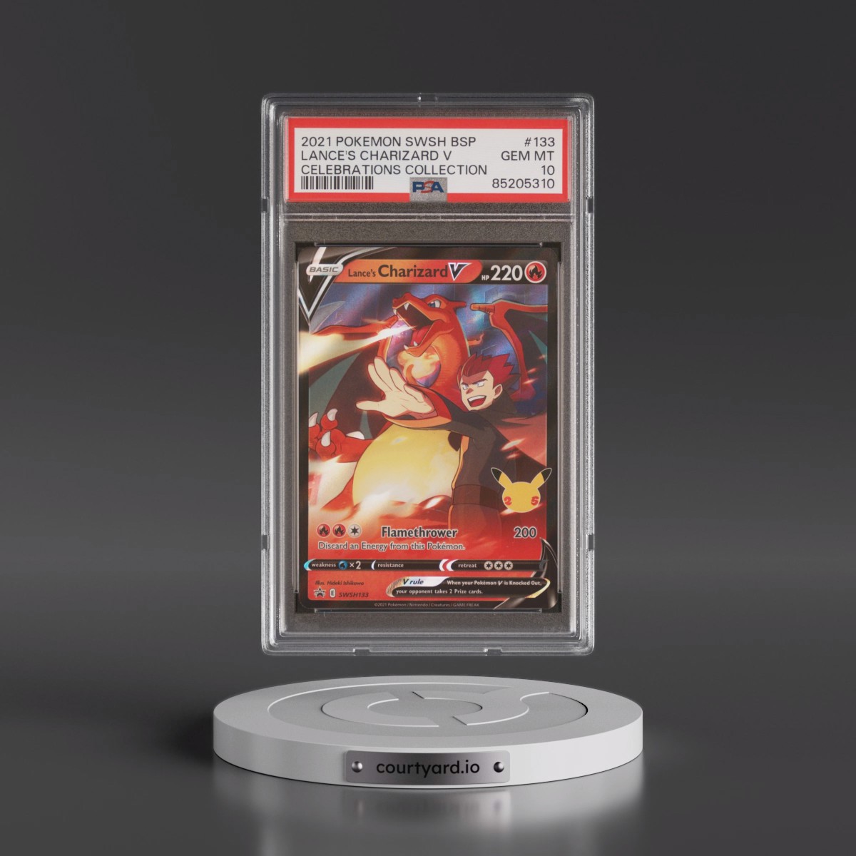 2021 Pokémon Swsh Black Star Promo #133 Lance's Charizard V - Holo Celebrations Collection (PSA 10 GEM MINT)