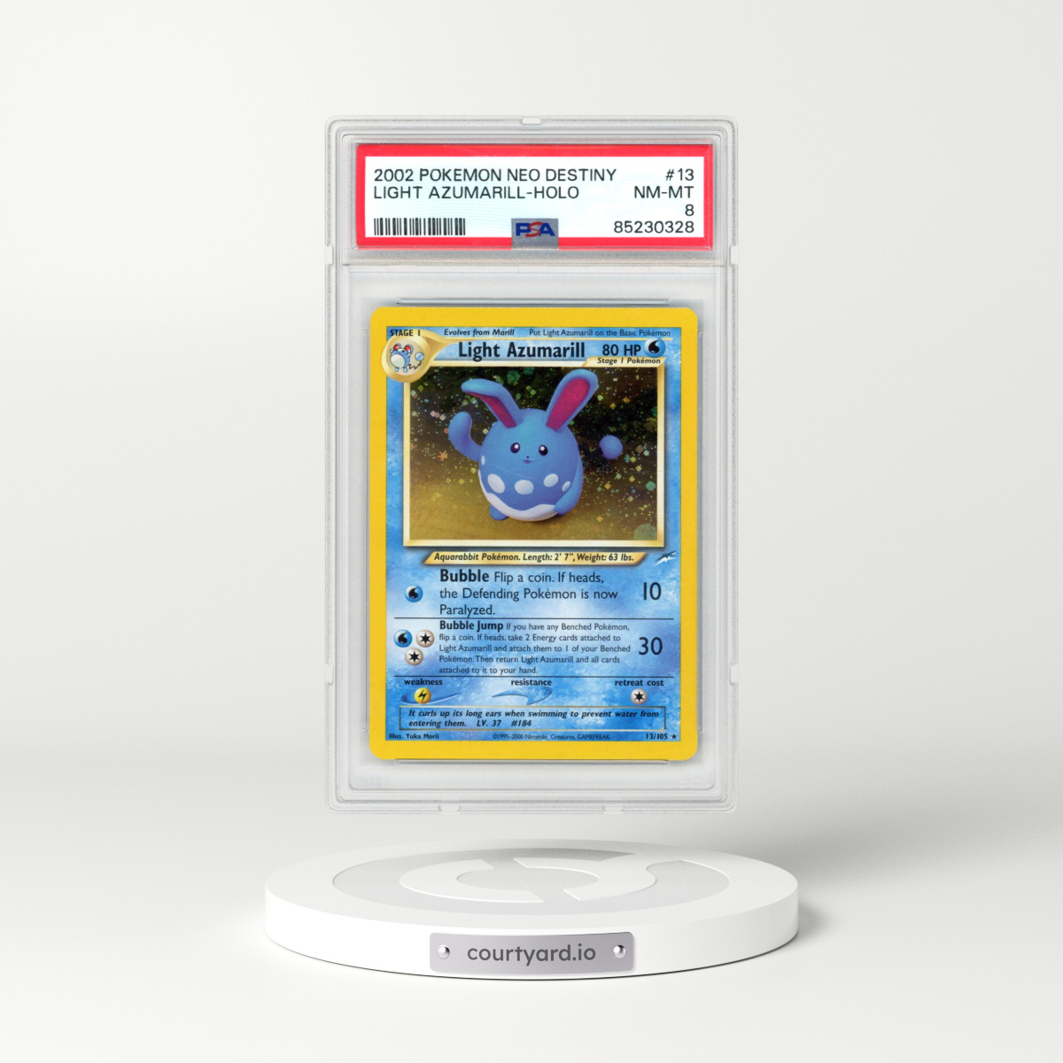 2002 Pokémon Neo Destiny #13 Light Azumarill - Holo (PSA 8 NM-MT)