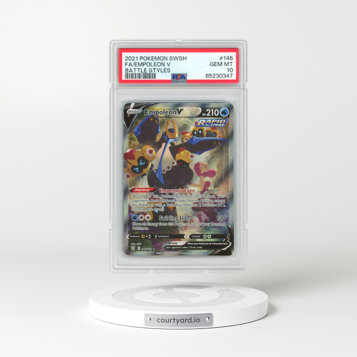 2021 Pokémon Sword & Shield Battle Styles #146 Empoleon V - Holo Full Art (PSA 10 GEM MINT)