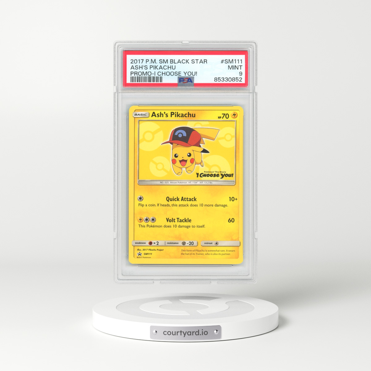2017 Sun & Moon Promos #SM111 Ash's Pikachu - I Choose You! (PSA 9 MINT)