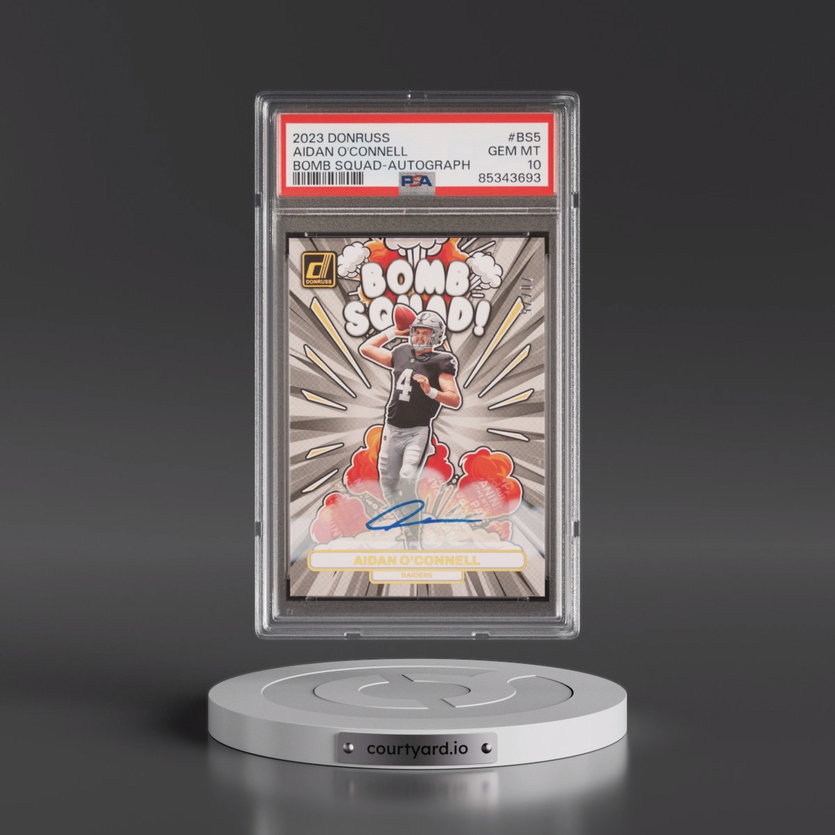 2023 Panini Donruss Bomb Squad Aidan O'Connell - Autograph #BS5 PSA 10