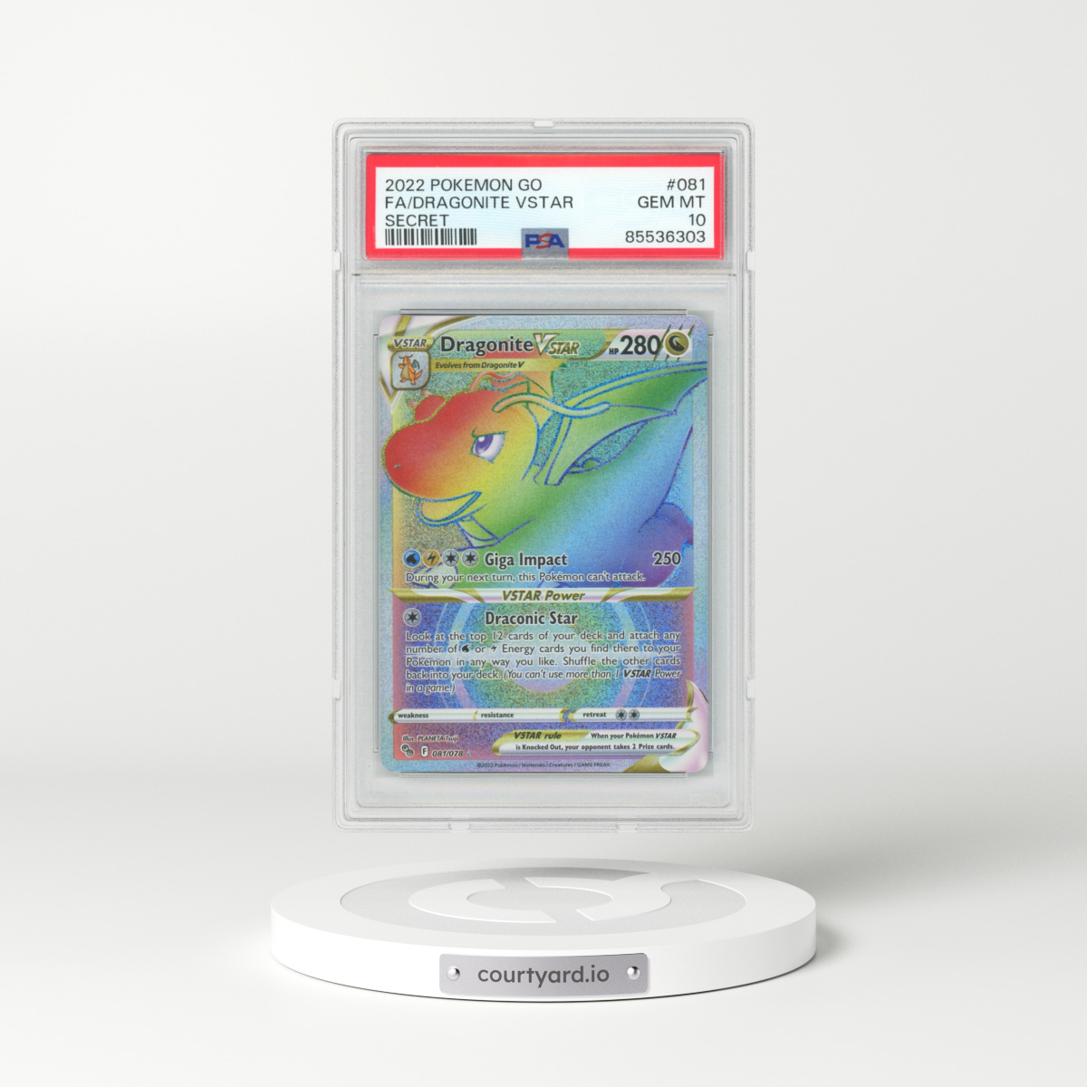 2022 Pokémon Go #081 Dragonite Vstar - Full Art Secret (PSA 10 GEM MINT)