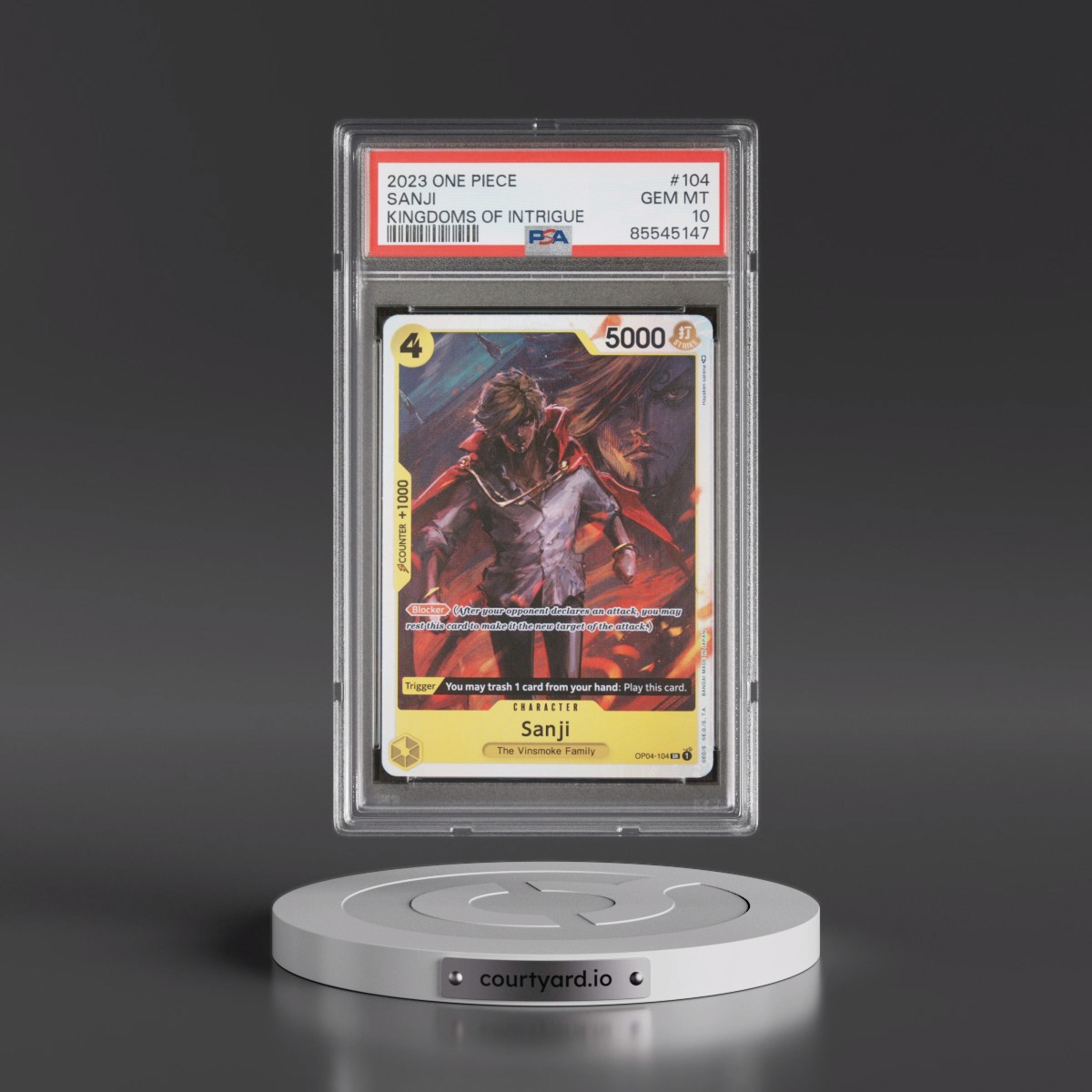2023 One Piece OP04-Kingdoms of Intrigue #104 Sanji (PSA 10 GEM MINT)