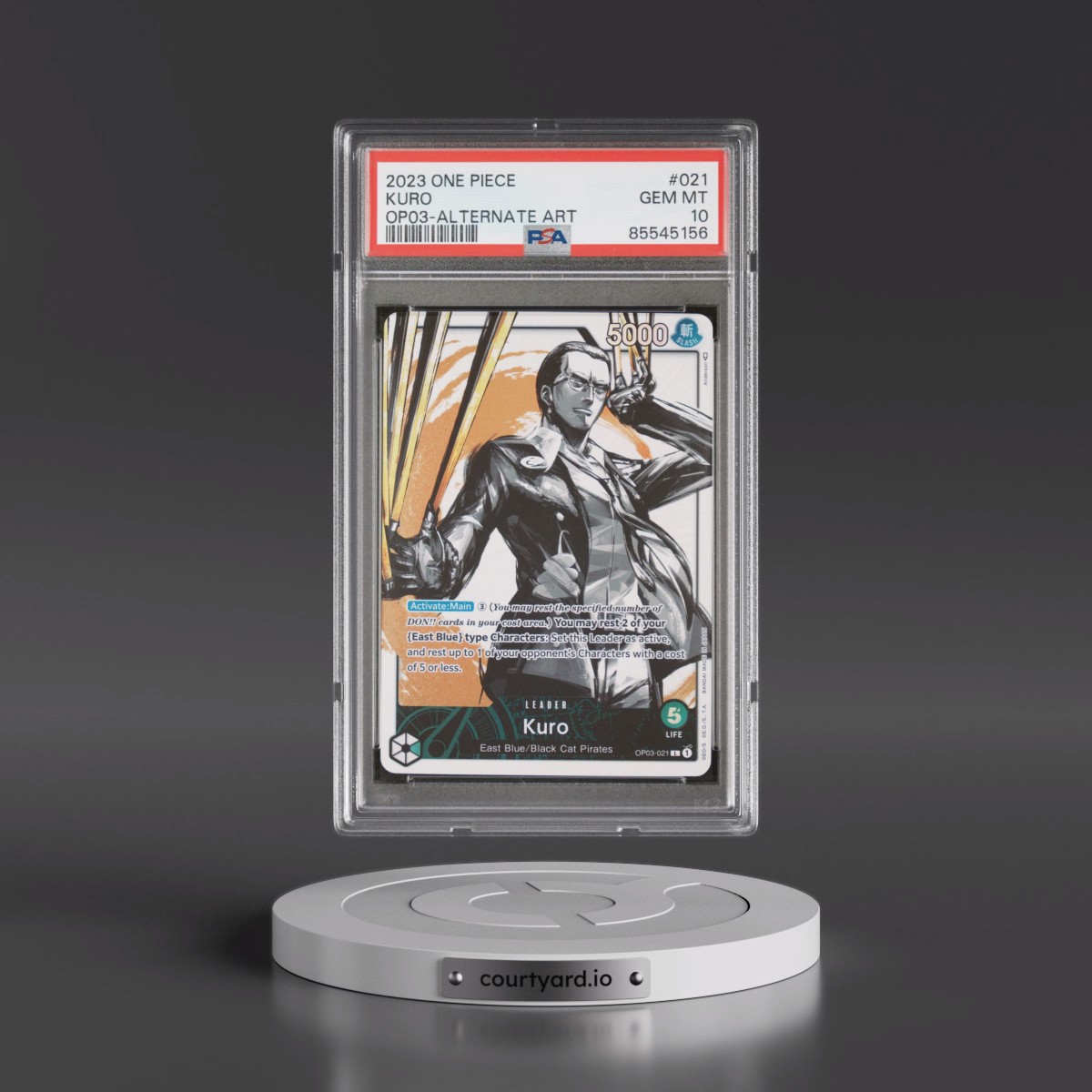 2023 One Piece OP03-Pillars of Strength #021 Kuro - Alternate Art (PSA 10 GEM MINT)